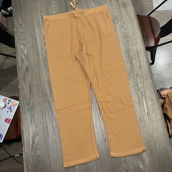 NWT Skims Waffle Knit Pants Loose Fit High Rise Straight Leg Camel Brown 3XL - Picture 1 of 10
